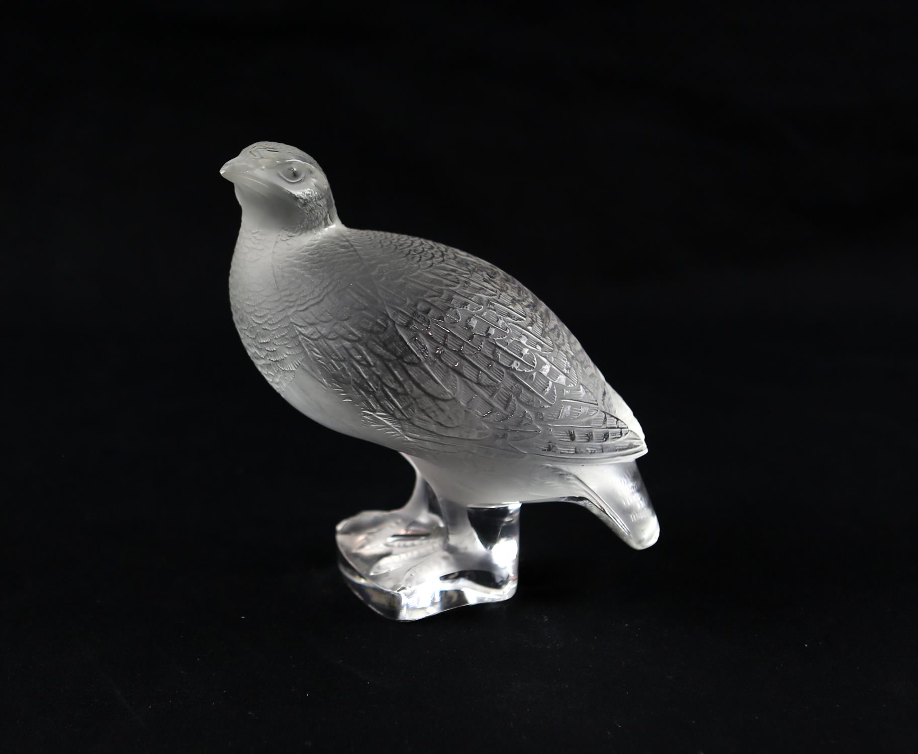 Lalique France Perdrix Inquiete Figurine, underside etched 'Lalique France 14cm