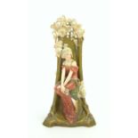 Ernst Wahliss for Turn Vienna, Art Nouveau figural vase modelled as a maiden seated against a