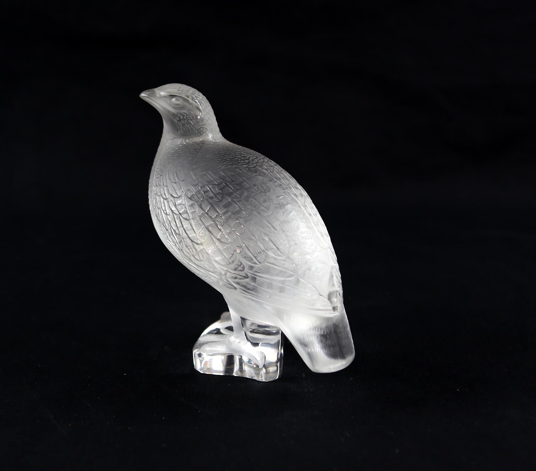 Lalique France Perdrix Inquiete Figurine, underside etched 'Lalique France 14cm - Image 5 of 6