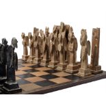 John Maltby (British, 1936-2020) chess set created as a single edition piece for the Millennium