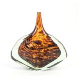 Maltese Mdina Art Glass Fish / Axe Head Vase signed by Eric Dobson and dated 1978, 21cm