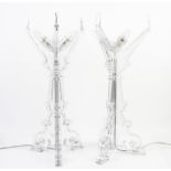 Ferrucio Laviani for Kartell, pair of Bourgie table lamps in lucite, of baroque scroll form, h68cm.
