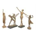 Nathan David (1930 - 2017), four resin figures of ballerinas, to include a figural group with two