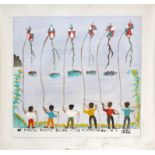 Canute Caliste 1914-2005, 'Sailing kites in Carriacou, W. I. 1997', signed, oil on canvas,