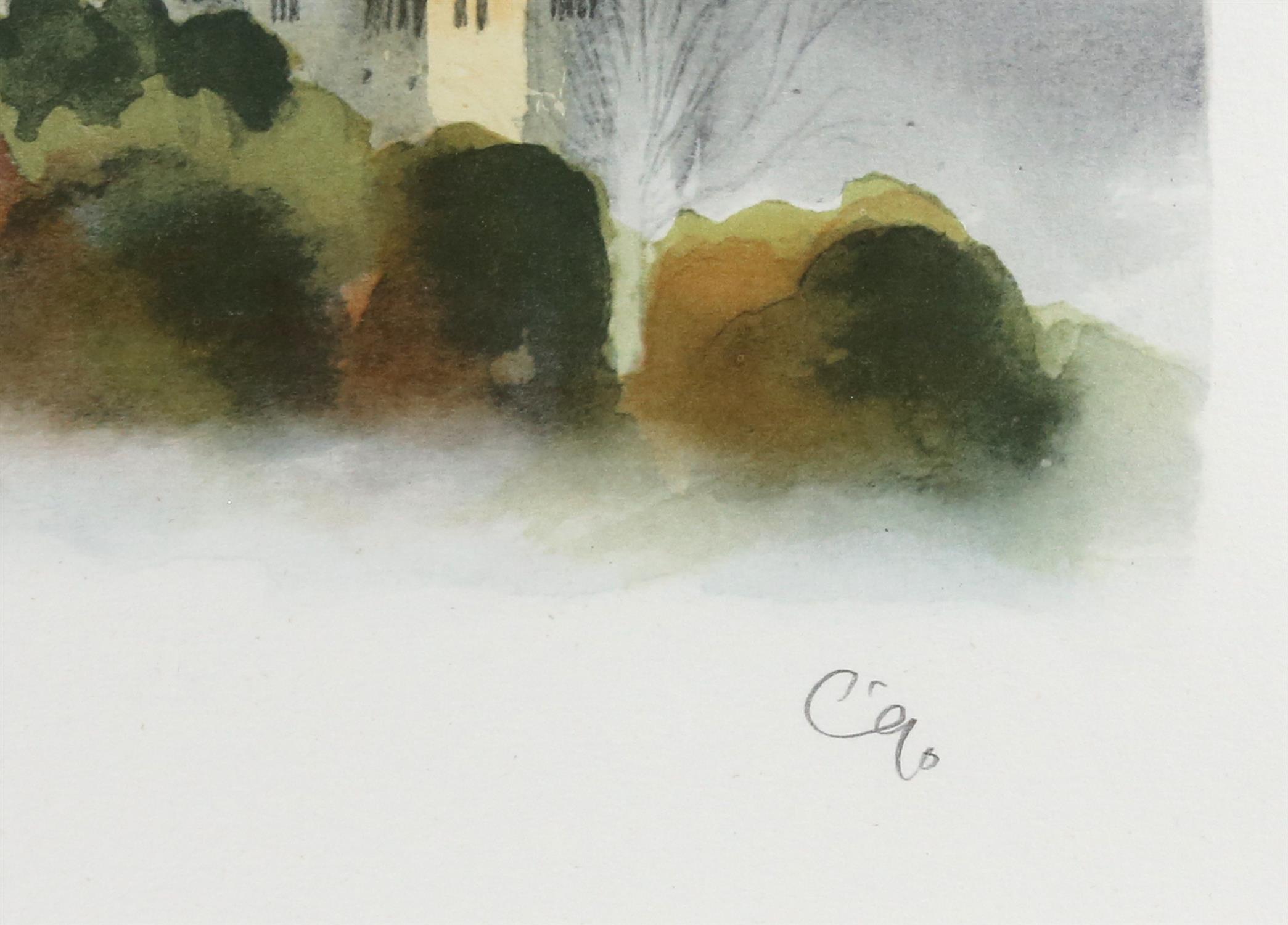 HRH Prince of Wales, Prince Charles (British, b.1948). 'Windsor Castle', lithographic print, signed, - Image 3 of 5