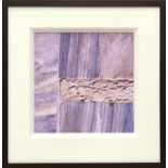 Set of eight contemporary abstract geological prints in purple. Framed. Includes some duplicates.