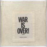 John Lennon & Yoko Ono. 'War is Over' cloth banner. Size overall 46 x 46cm. Framed and glazed.