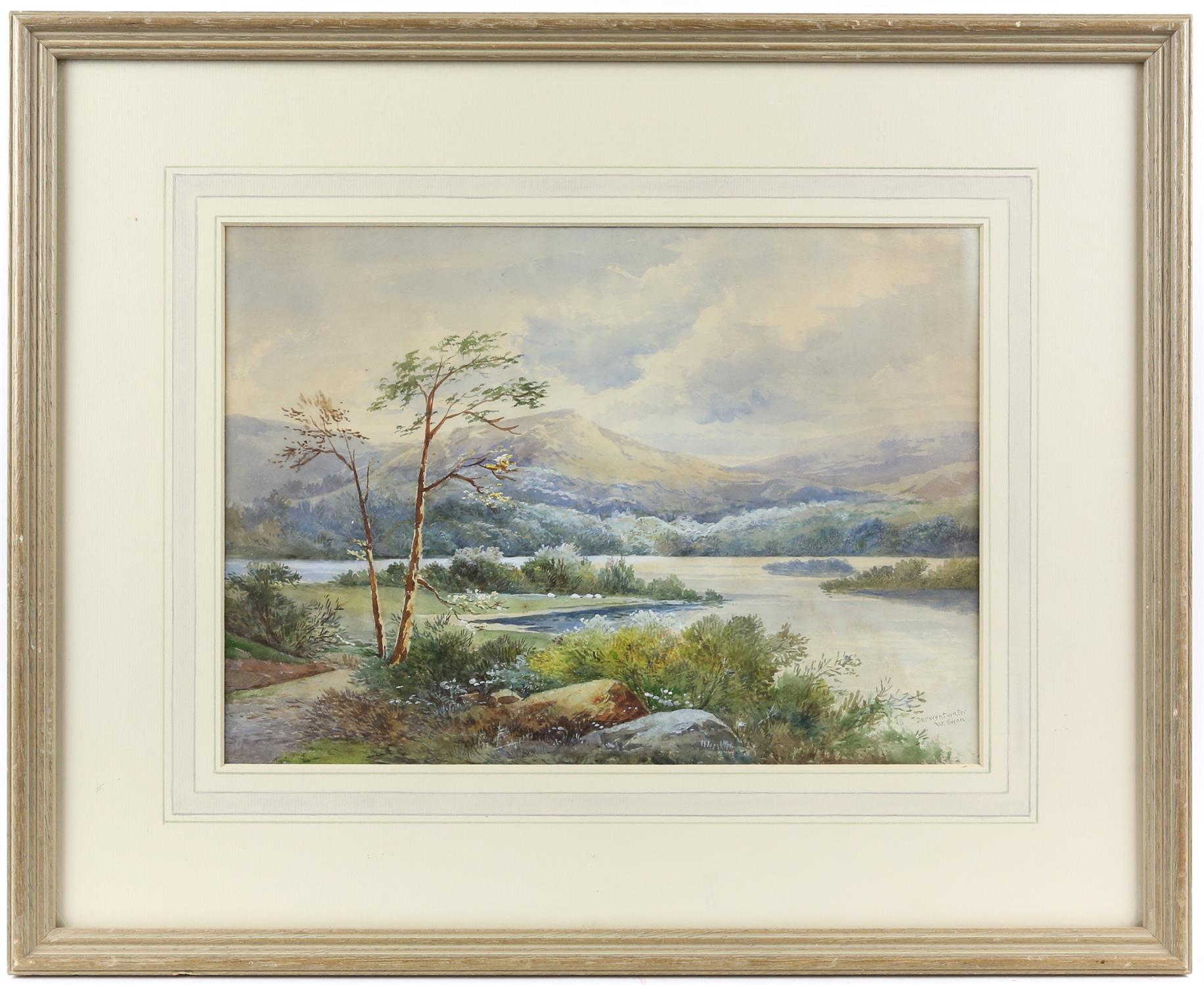 W. Swan (British, 20th Century). 'Durwent Water', watercolour on paper, signed and titled lower - Image 2 of 4