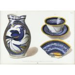 Five contemporary Italian lithographs, depicting ceramics of various Italian origins,