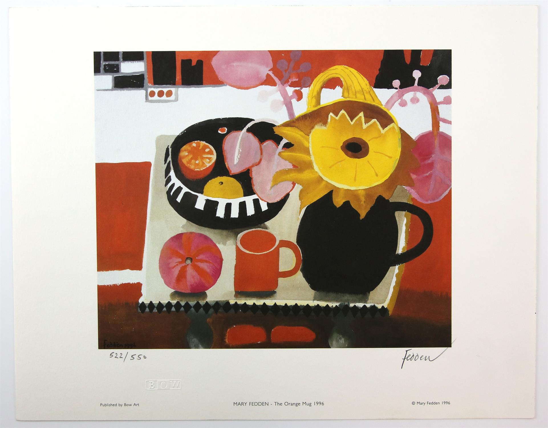 Mary Fedden (British, 1915-2012), 'The Orange Mug', lithograph, signed and numbered 522/550 in - Image 2 of 2