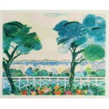 Gilles Gorriti, (French, b.1939), Limited edition screenprint depicting a coastal view, signed,