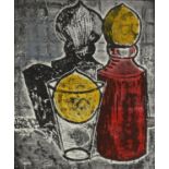 John Keen (British, 1924-2019). 'Bottle Glass & Two Lemons', print in colours, signed and titled.