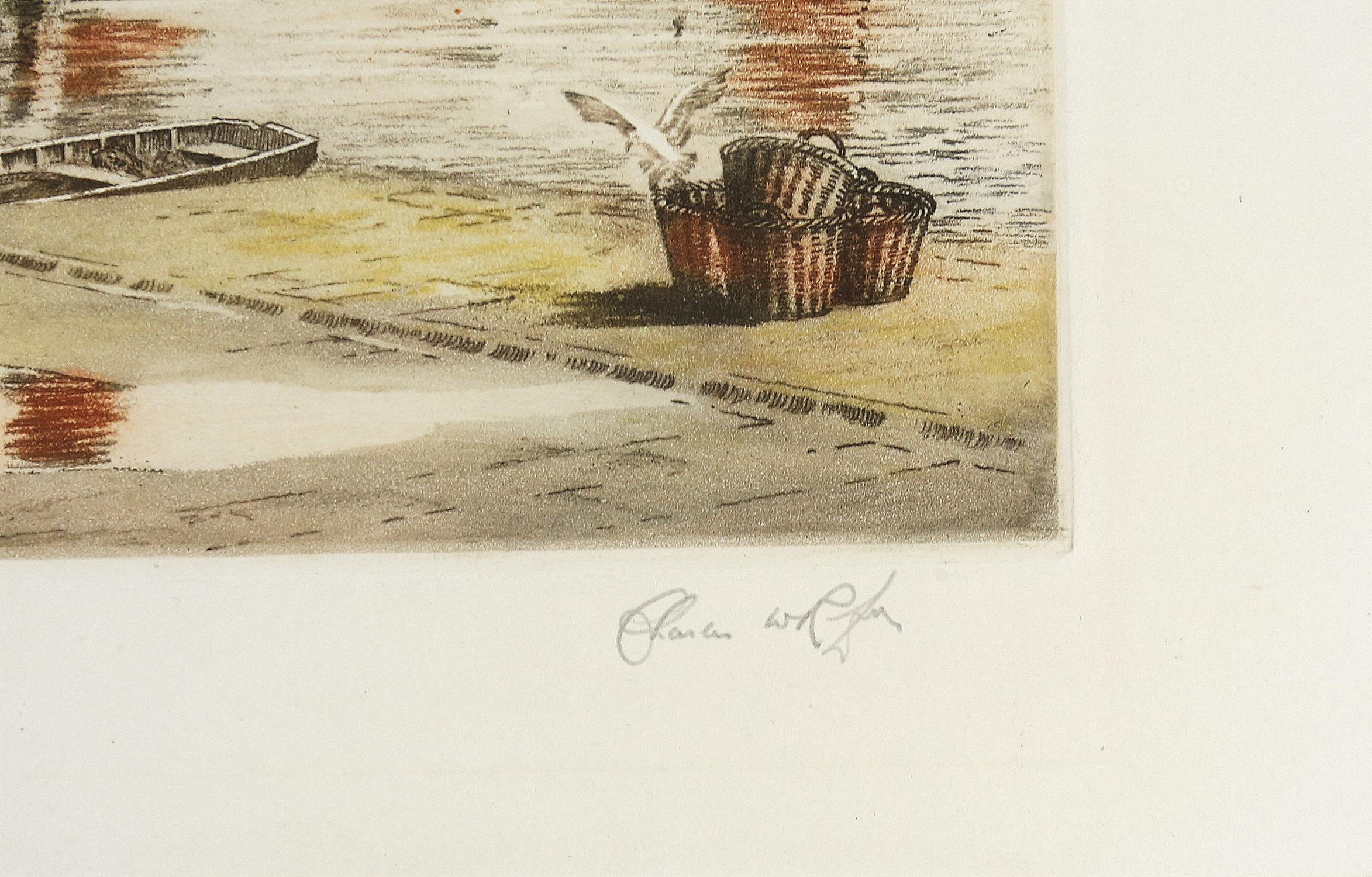 Charles Riley 'Brixham boats' etching printed in colour, signed indistinctly and titled in pencil. - Image 6 of 6