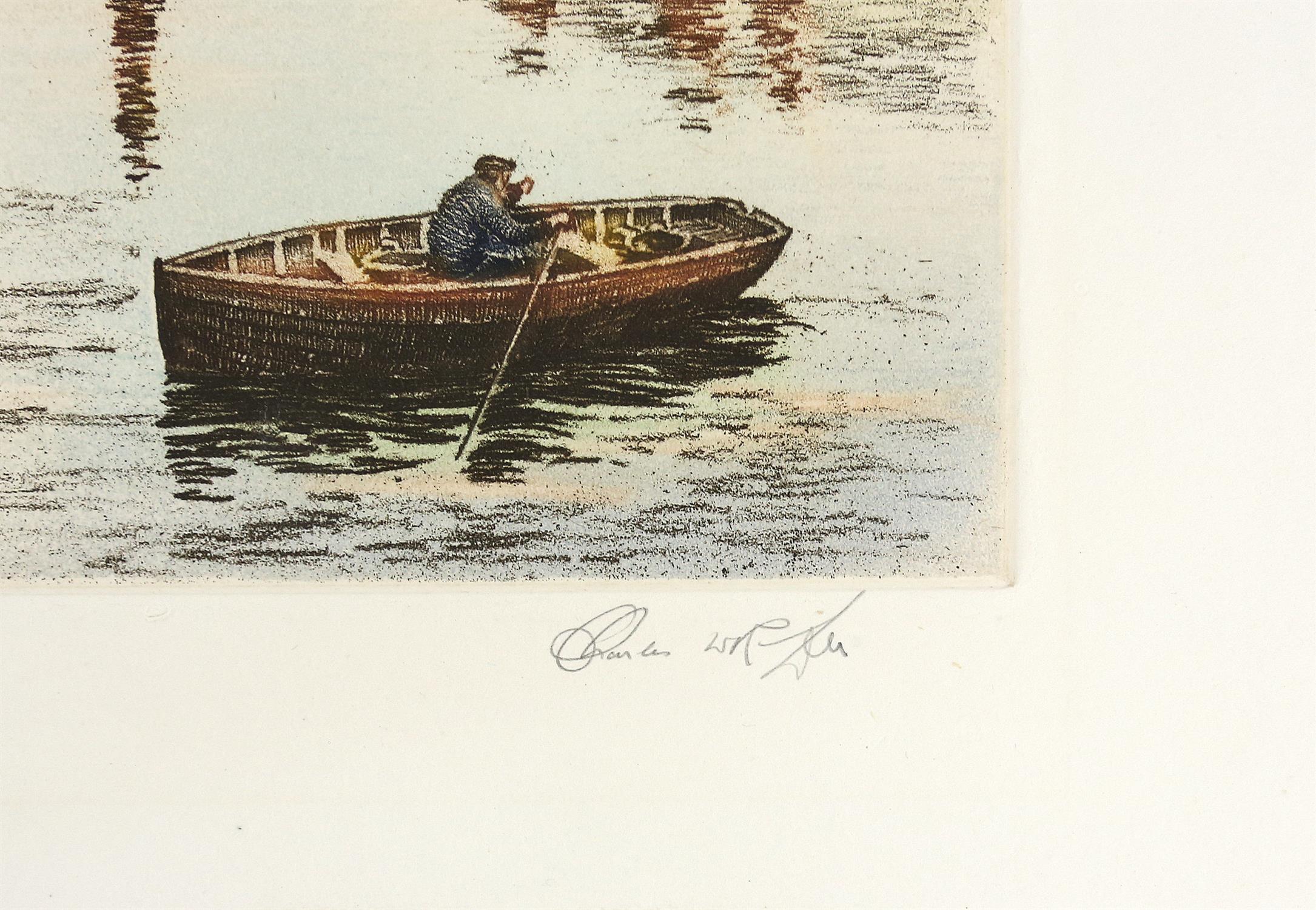 Charles Riley 'Brixham boats' etching printed in colour, signed indistinctly and titled in pencil. - Image 4 of 6