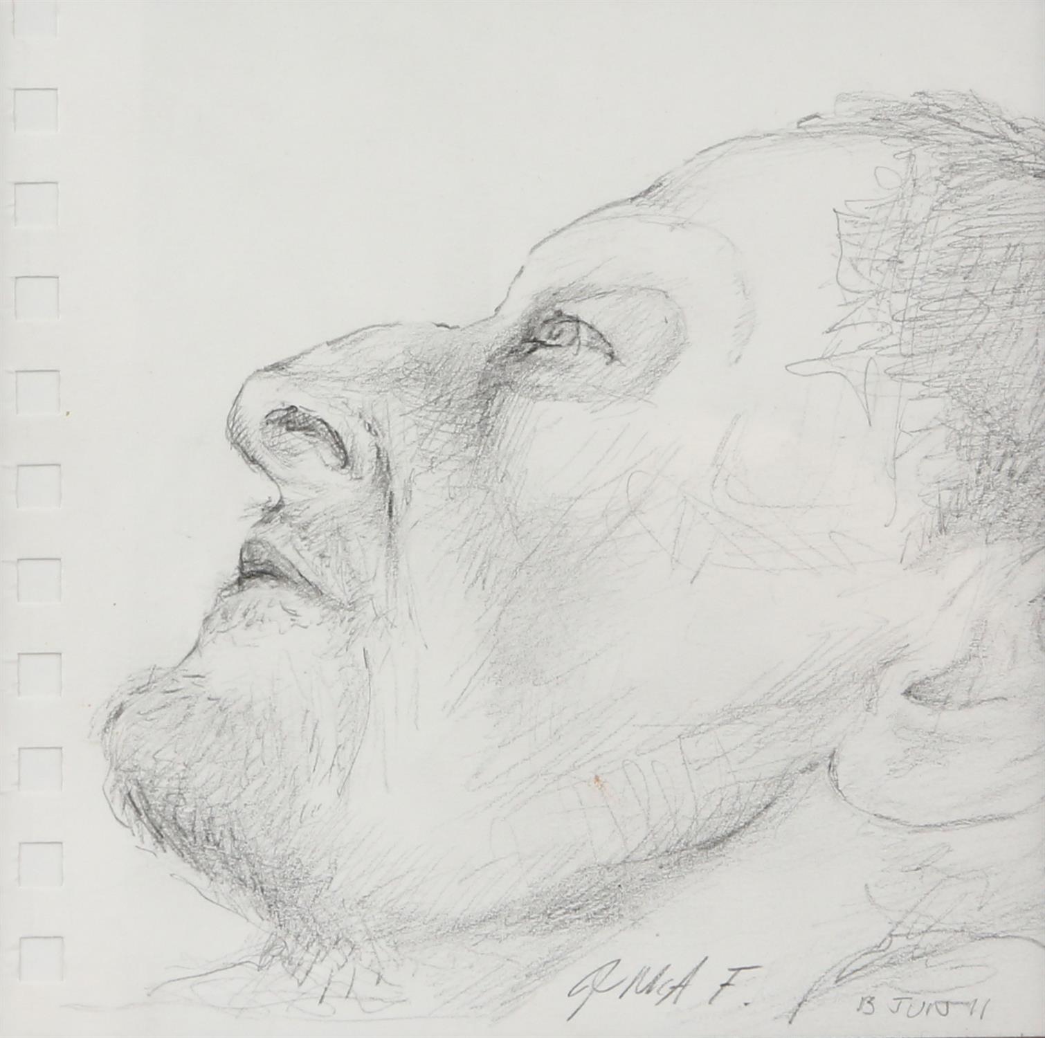 § Jane McAdam Freud (British, b.1958), original pencil sketch of the artist's father Lucian Freud