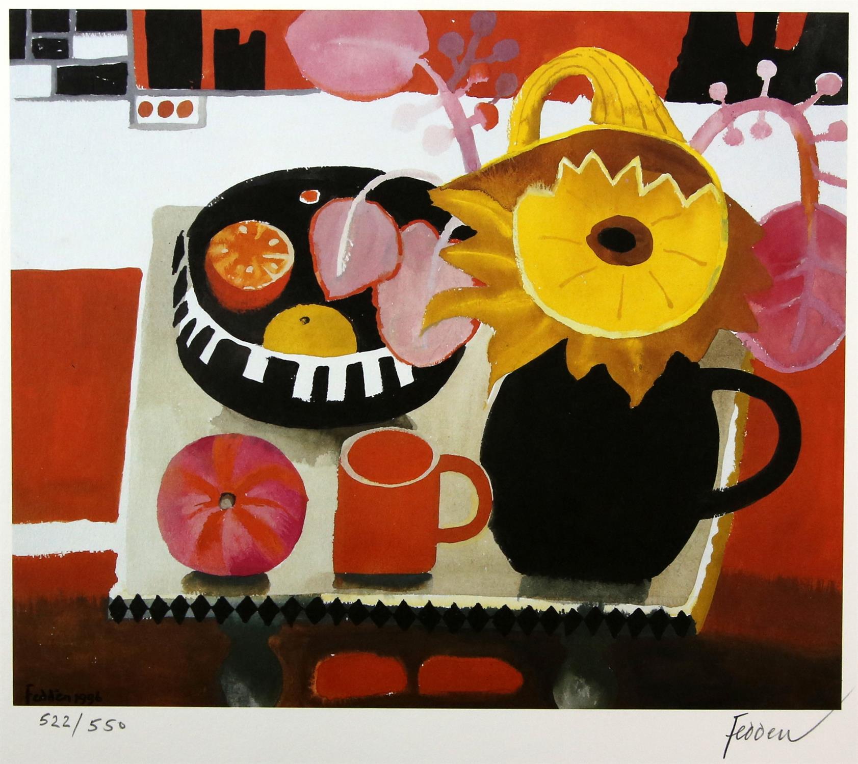 Mary Fedden (British, 1915-2012), 'The Orange Mug', lithograph, signed and numbered 522/550 in