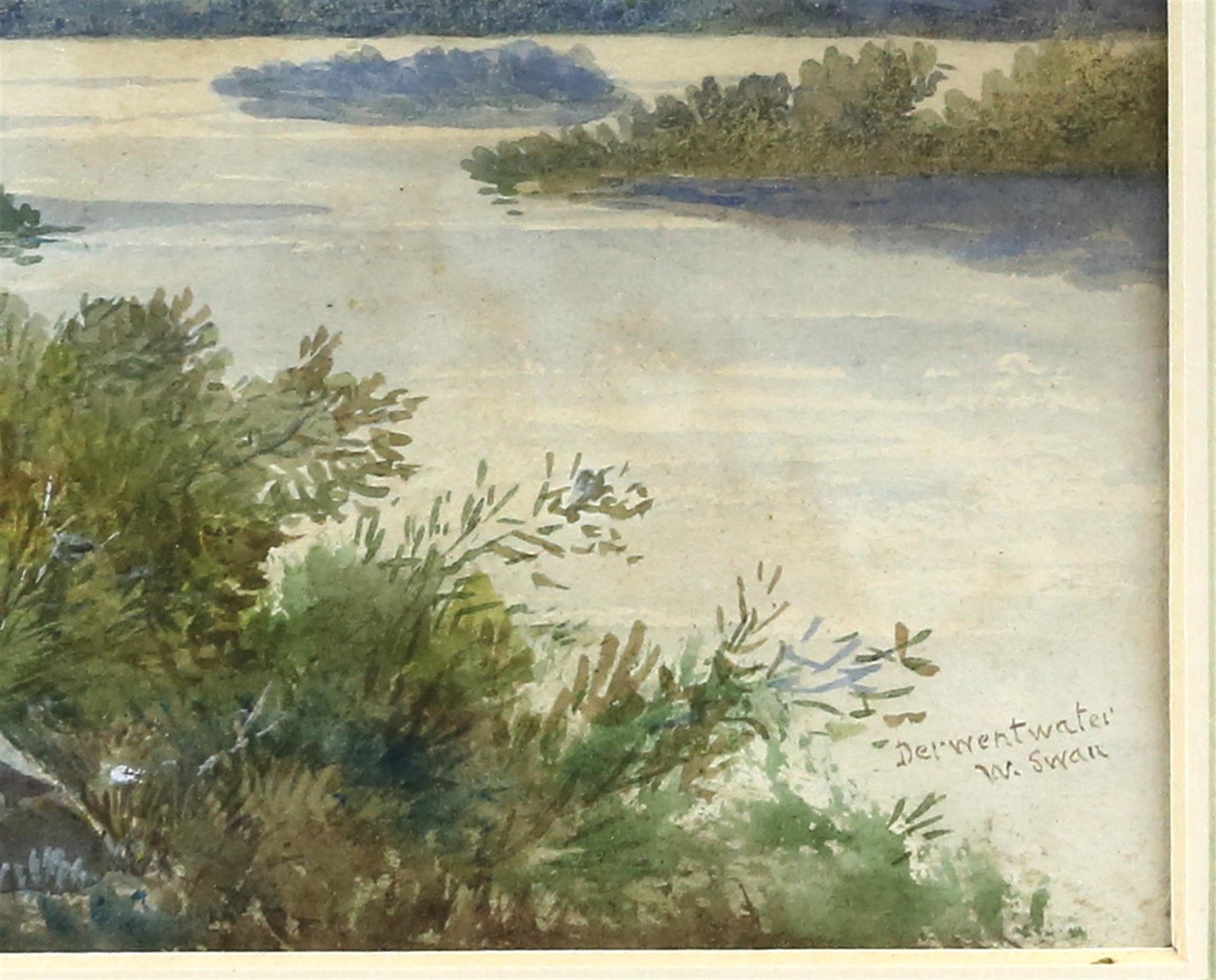 W. Swan (British, 20th Century). 'Durwent Water', watercolour on paper, signed and titled lower - Image 3 of 4