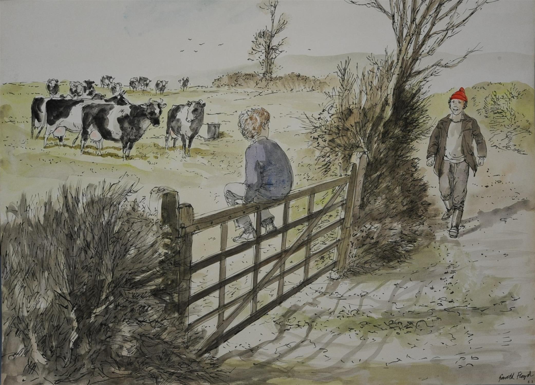 Jackanory, Ferret Summer, Gareth Floyd (b.1940) Eight original hand drawn illustrations for the - Image 4 of 8