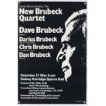 Dave Brubeck 1978 Concert poster, at the Kelsey Kerridge Sports Hall, Cambridge, the act being the