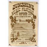 Sunshine Music Festival poster 1971, held at Diamond Head Crater, Hawaii, 5-6th Dec ’71,