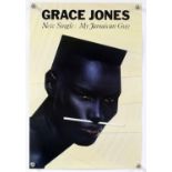 Grace Jones My Jamaican Guy 1991, record promo poster for her single release, 13.5 x 20 inches.