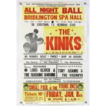 The Kinks - Jan 1965 Concert poster, for an all-nighter at Bridlington Spa Hall, this a relatively