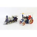 Wilesco Steam Traktor "Intrepid" and a battery operated, Mighty Loco, two cameras and a pair of