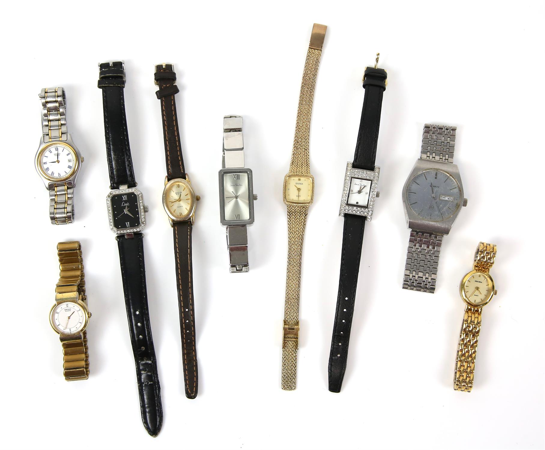 Ladies Quartz wristwatches by ,Seiko (2), Sekonda(2), Avia, Limit Jane Shilton, (2) and a
