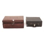 Stained wooden box h24 x w98 x d27cm, metal trunk h36 x w51 x d36cm, Corona typewriter and a