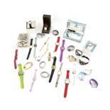 A large quantity of Ladies and gentleman's fashion watches by assorted makers. some with