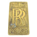 Replica Rolls Royce brass metal plaque, 29cm height, 16cm across