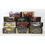 Set of Burago 1/18 scale car models, in original boxes, to include: Lancia Aurelia B 24 Spider,