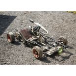 Motorised Go Kart, c1970s. Custom built chassis / frame. Villiers 10E 197cc engine with aerial