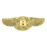 Replica Bentley brass metal winged car plaque, 45cm length