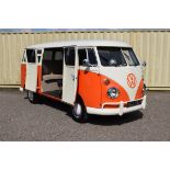 1975 Volkswagen (Type 2) Split Screen Camper, Orange & White, Brazilian Import.