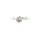 Diamond single stone ring, set with an old mine cut diamond, estimated weight 0.55 carat,