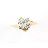 Single stone diamond ring, round brilliant cut diamond weighing an estimated 2.02 carats,