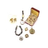 Mixed group of items, including Medana watch, a Pyramid watch, and an open faced pocket watch,