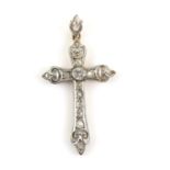 Diamond set cross pendant, set with rose cut diamonds, with one central old cut diamond,