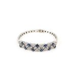 Sapphire and diamond bracelet, central panel with a central row of graduating round brilliant cut