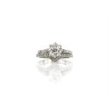 Old cut diamond engagement ring, central diamond estimated weight 1.33 carats, in an early Art deco