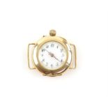 Vintage ladies wristwatch, white enamel decorative dial, with Arabic numerals, in a gold case,