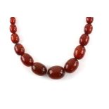 1930's graduated Bakelite necklace, strung without knots, largest bead measuring 2.5 x 2cm,