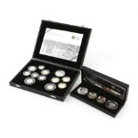 The UK Royal Mint 2009 silver proof 12 coin set with the Kew Gardens 50 pence coin,