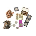 A small British coin collection, including about 19 silver threepences (one from South Africa),