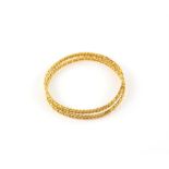 Two round woven gold bangles, inside measuring 6.5cm in diameter, testing as 22 ct