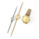 A Cauny Lady Prima De luxe wrist watch, textured dial with Arabic numerals, baton hour makers and a