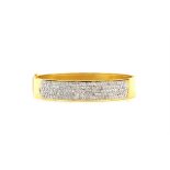 Modern diamond pave set oval hinged bangle, set with round brilliant cut diamonds,