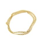 Gold flat double link curb chain, with lobster claw clasp, 56 cm in length, in 9 ct yellow gold