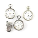 Kay Worcester silver open faced pocket watch, and another silver cased pocket watch,